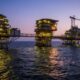 Oil rigs in the sea