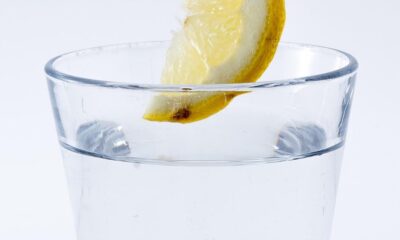 Glass of water with a slice of lemon