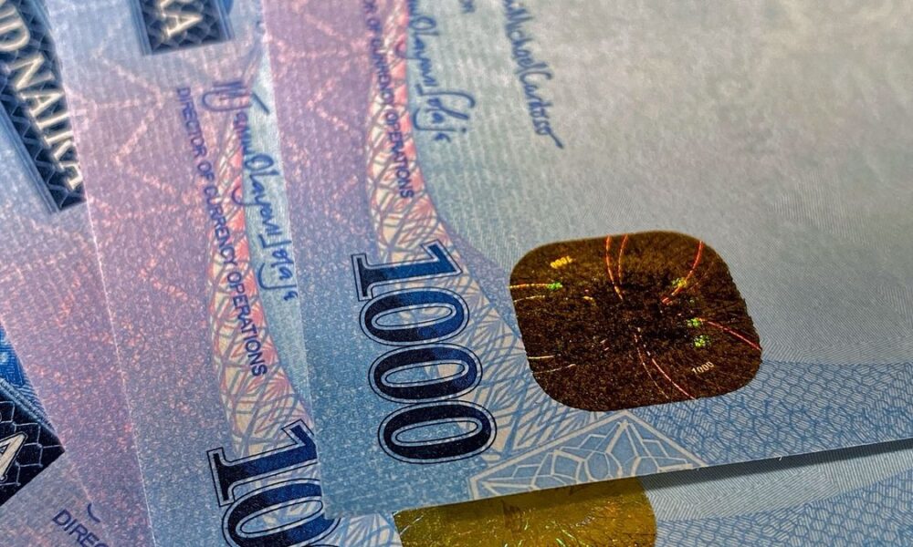 Close-up of Nigerian naira banknotes